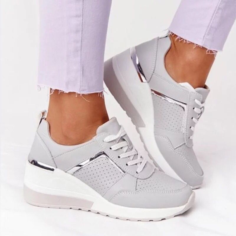 Plus Size Casual Platform Dad Shoes Lace-up Wedge Sports Women photo 7