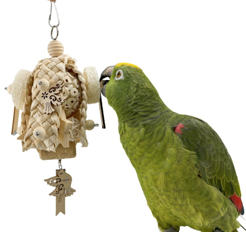 Parrot Natural Ricepaperplant Pith Ball Safety Plant Gnawing Molar Toy photo 3