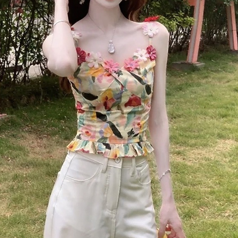 Flowery Maze Oil Painting Heavy-Duty Rhinestone Flower Top photo 4