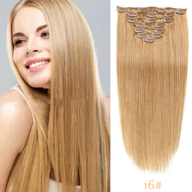 Clip-in Hair Real Human Hair Seven-piece Set 14 Inches 70g Hair Extensions Wig photo 5