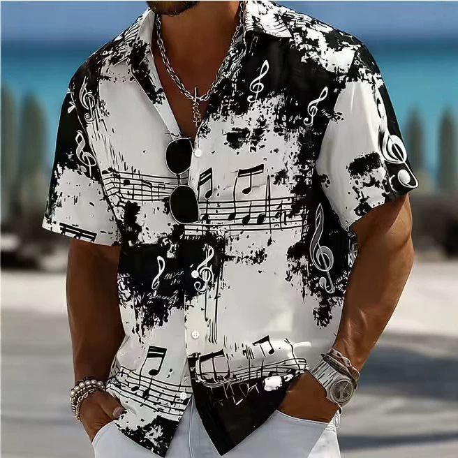 American-style Vintage Summer Ink-dye Tie-dye Print Short-sleeve Shirt photo 3