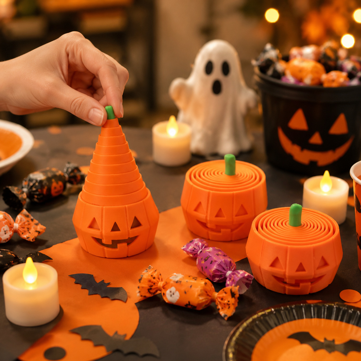 3D-printed Stretchy Pumpkin Halloween Stress-Relief Stretch Toy Ornament photo 1