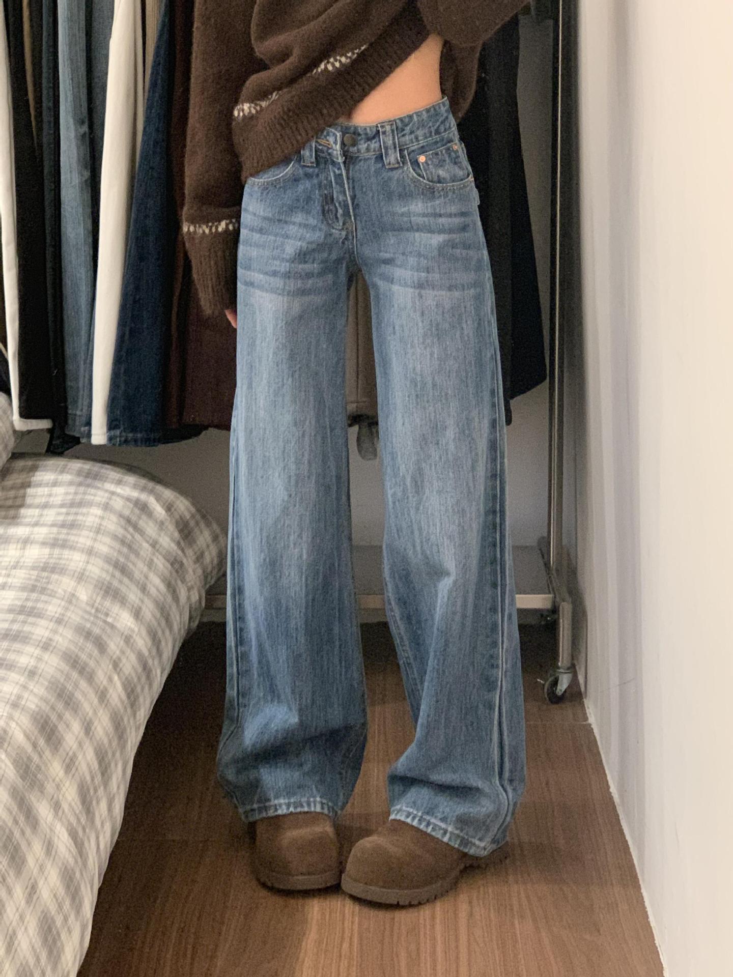Women's Retro Striped Straight-leg Jeans photo 4