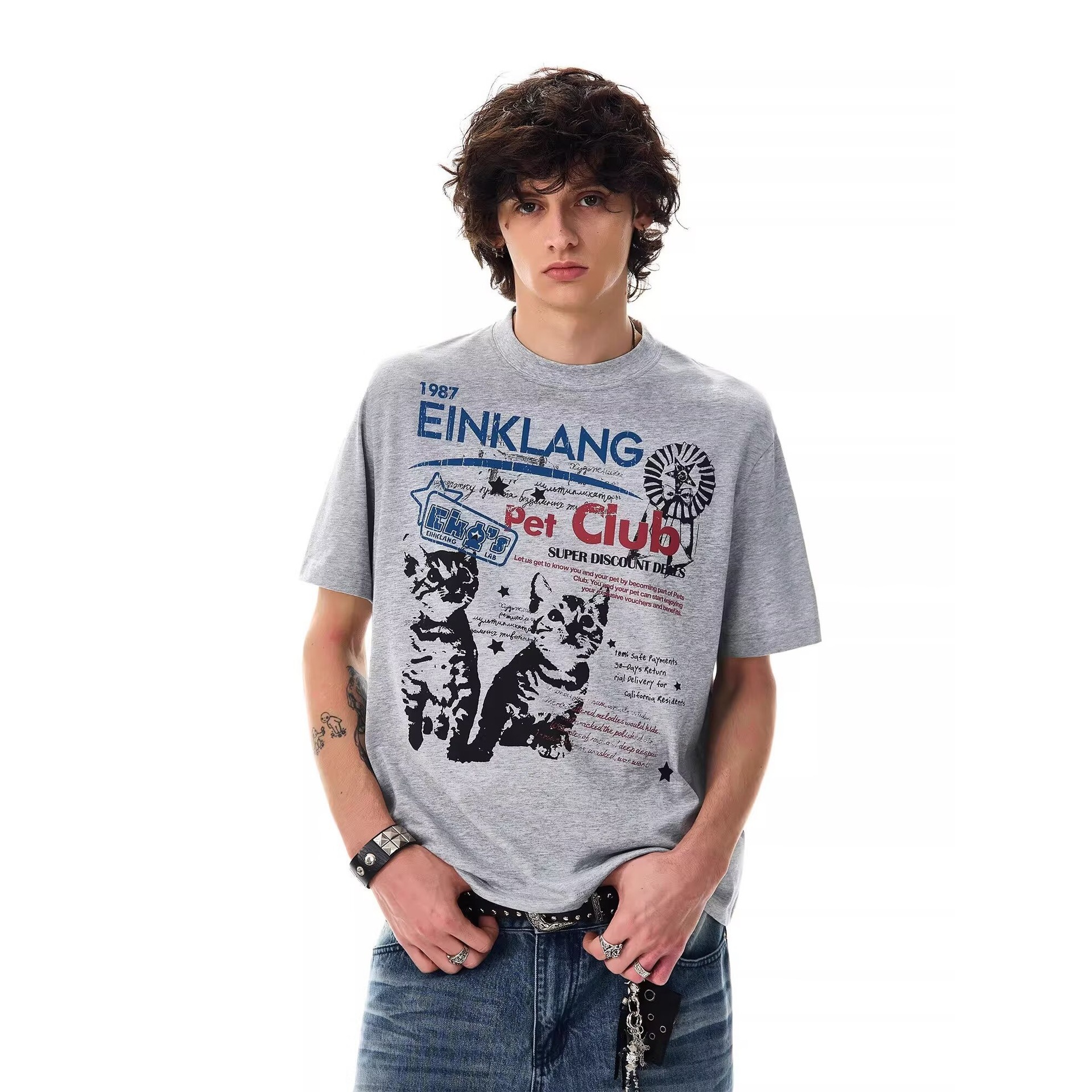 American-style Vintage Cat Summer New Short-sleeve photo 4