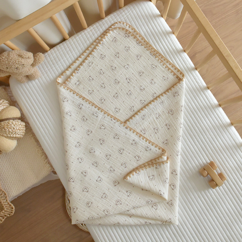 Baby Pure Cotton Three-layer Gauze Swaddle Blanket Bath Towel photo 4