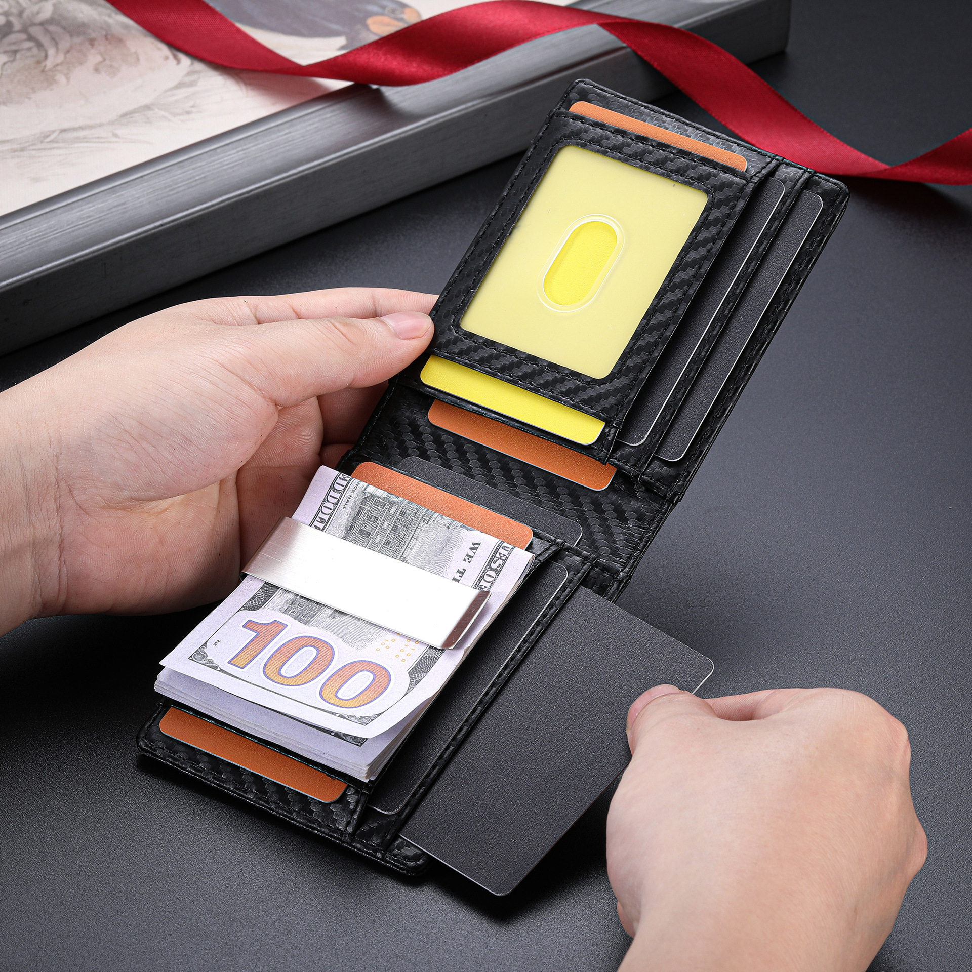 Card Holder For Men Automatic Pop-up Card RFID-blocking Aluminum Card Case photo 2