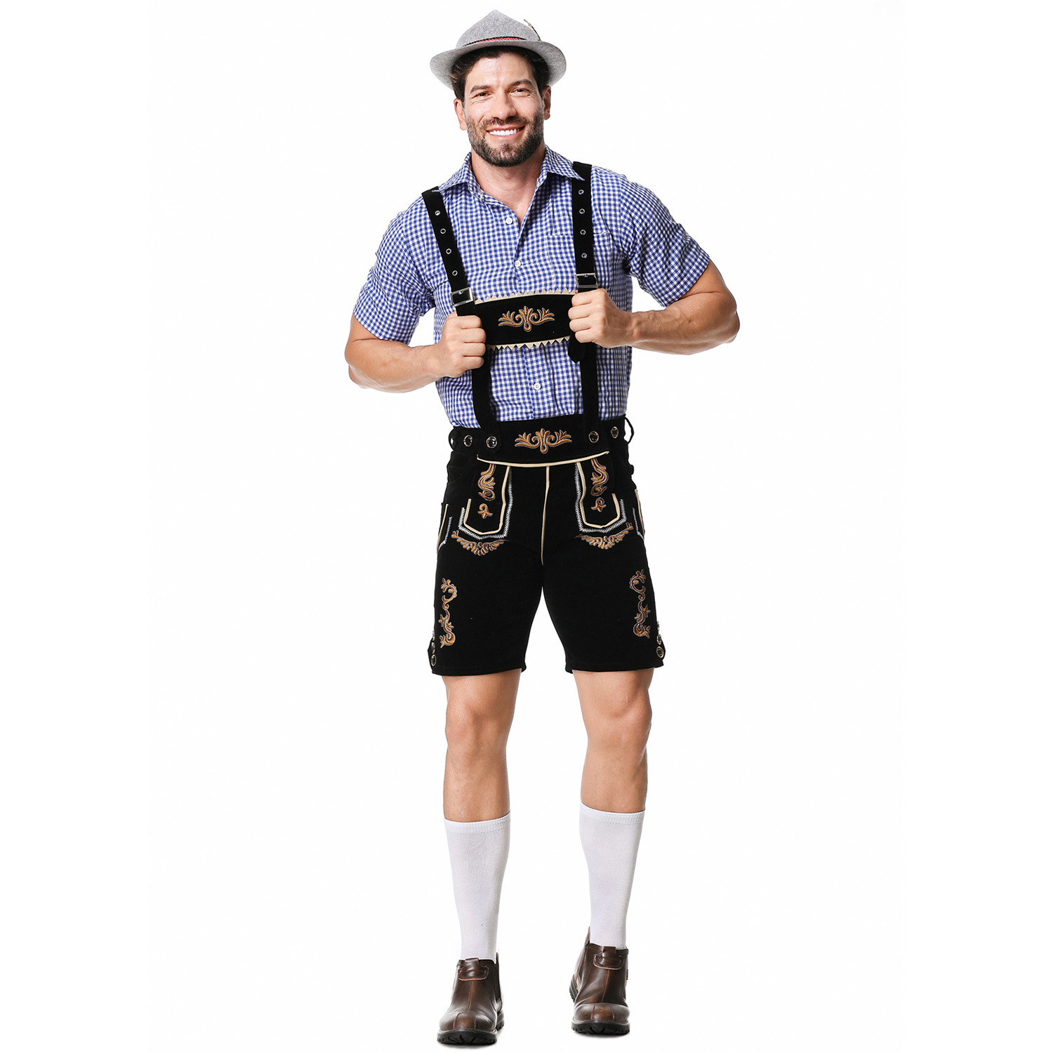 Embroidered Men's Beer-themed Overalls Set photo 5