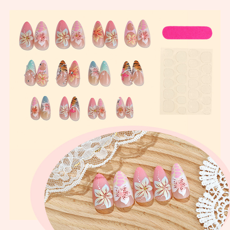 3D Textured Flower Wearable Nail Tips Nail Stickers photo 6