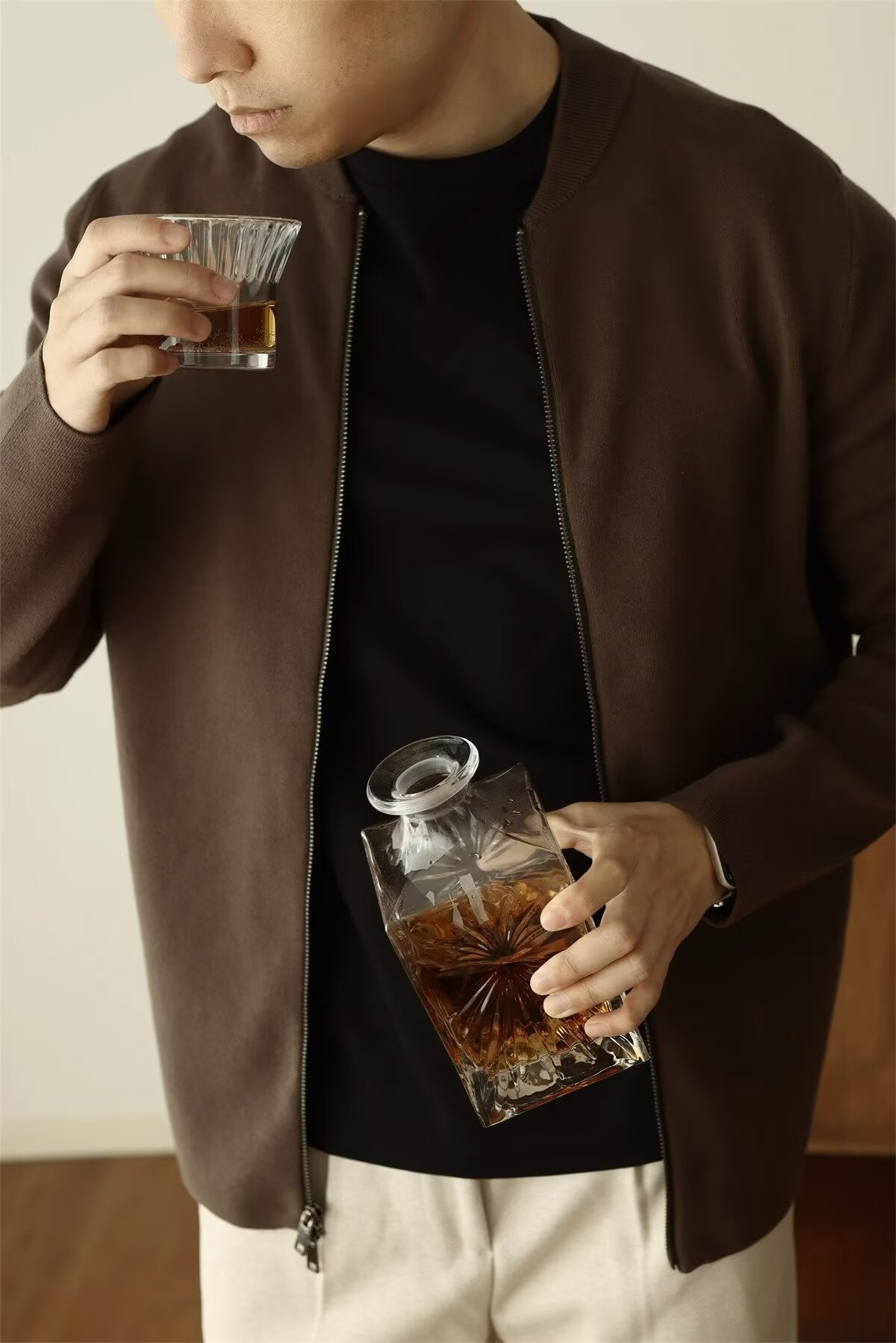 American-style Vintage Knit MA-1 Bomber Cardigan photo 4