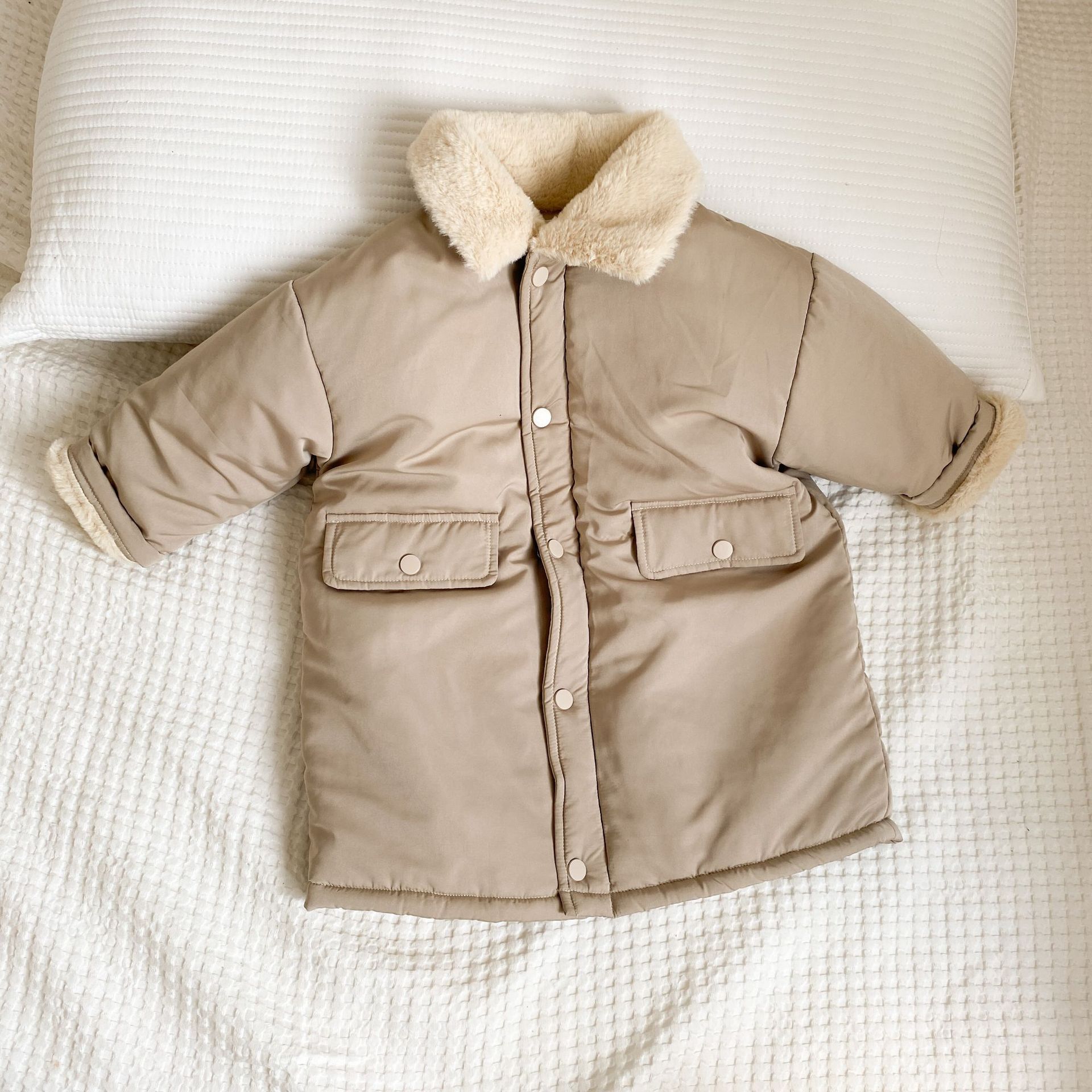 Thickened Fleece Lined Padded Kids Jacket Faux Rabbit Fur photo 7