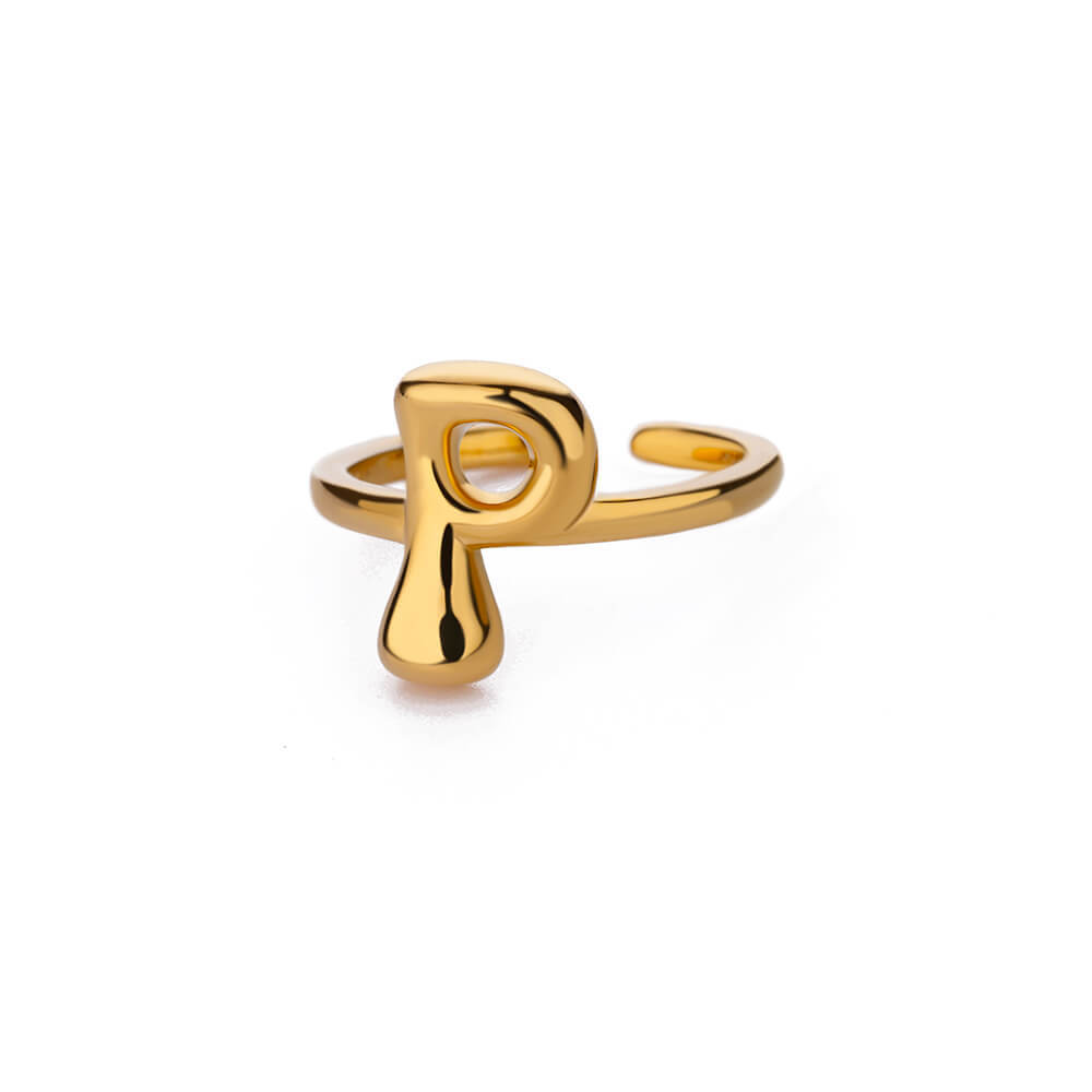 Cute Bubble Letters Ring Gold 18K Gold Plated Ring photo 4