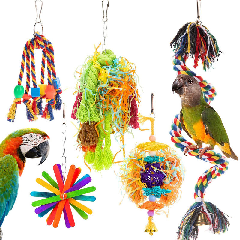 5PCs Parrot Gnawing Toy Cotton photo 5