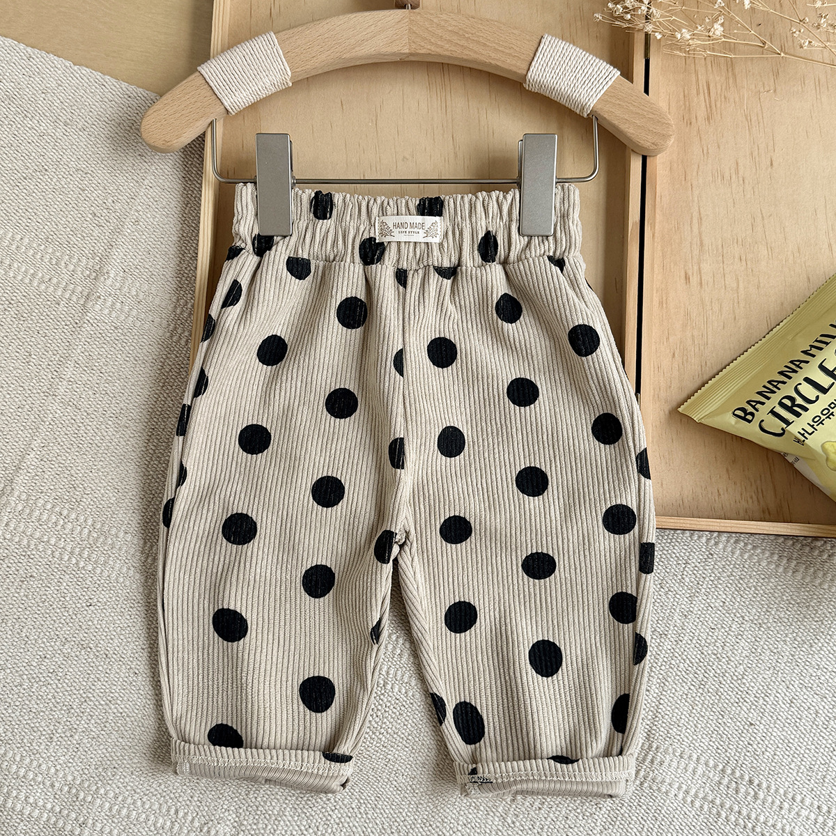 Girls Polka-dot Plaid Loose-fitting Carrot Pants photo 4