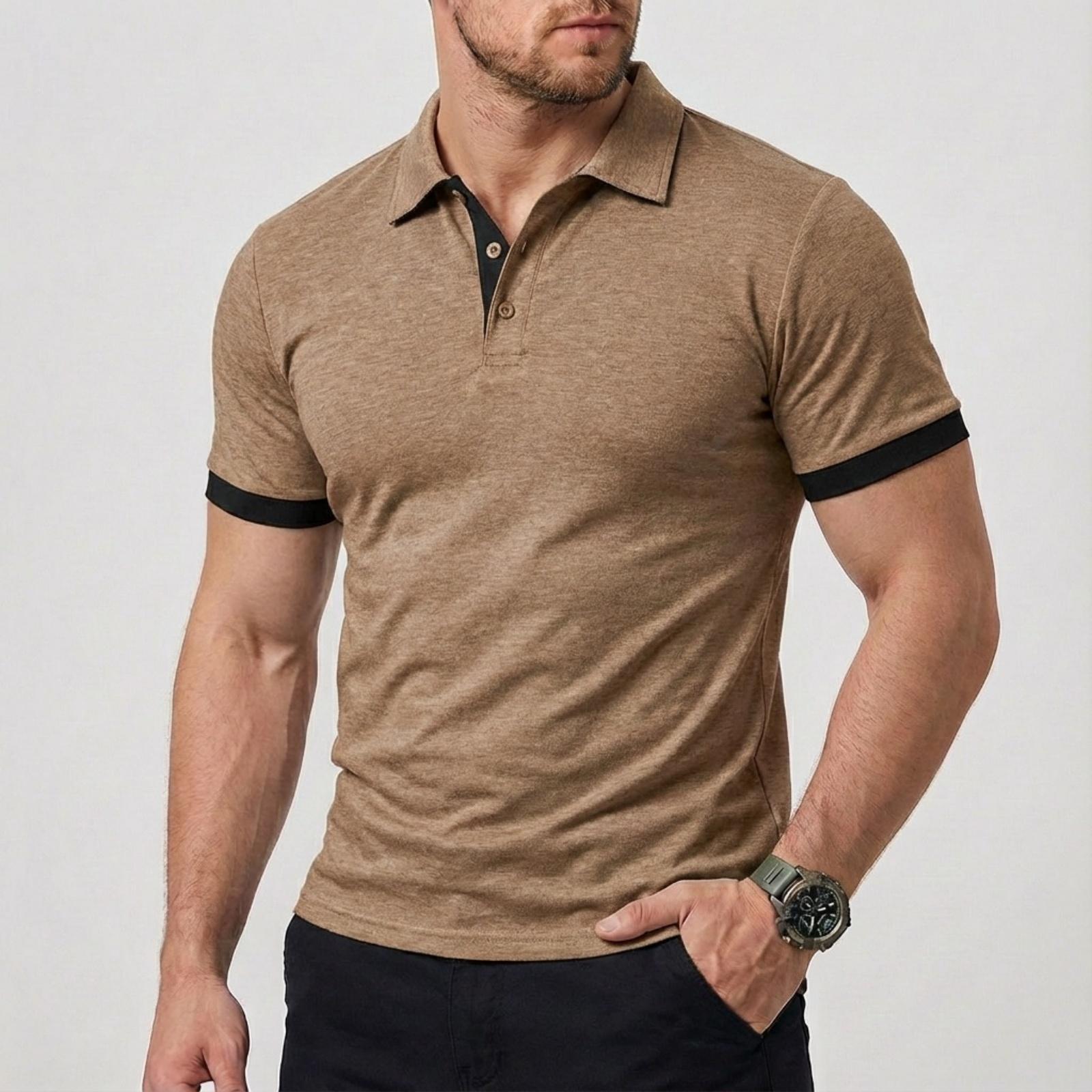 Mens Short-sleeve Polo Shirt With A Turn-down Collar photo 4
