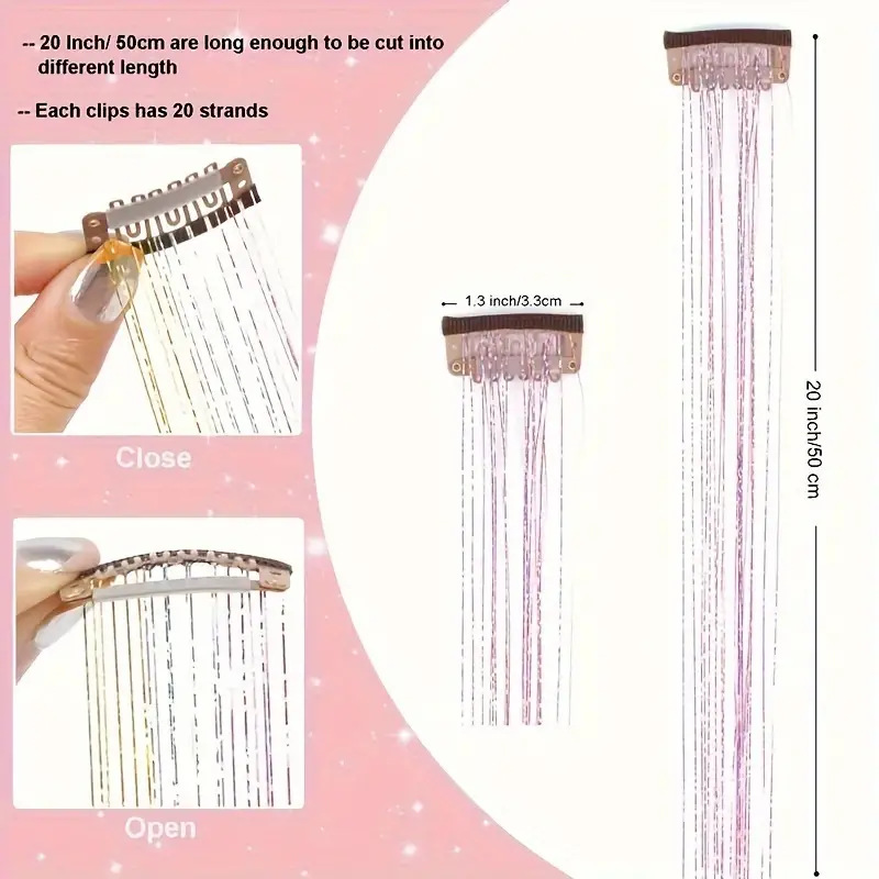 Laser-thread Colorful Shiny Seamless Hair Extensions photo 3