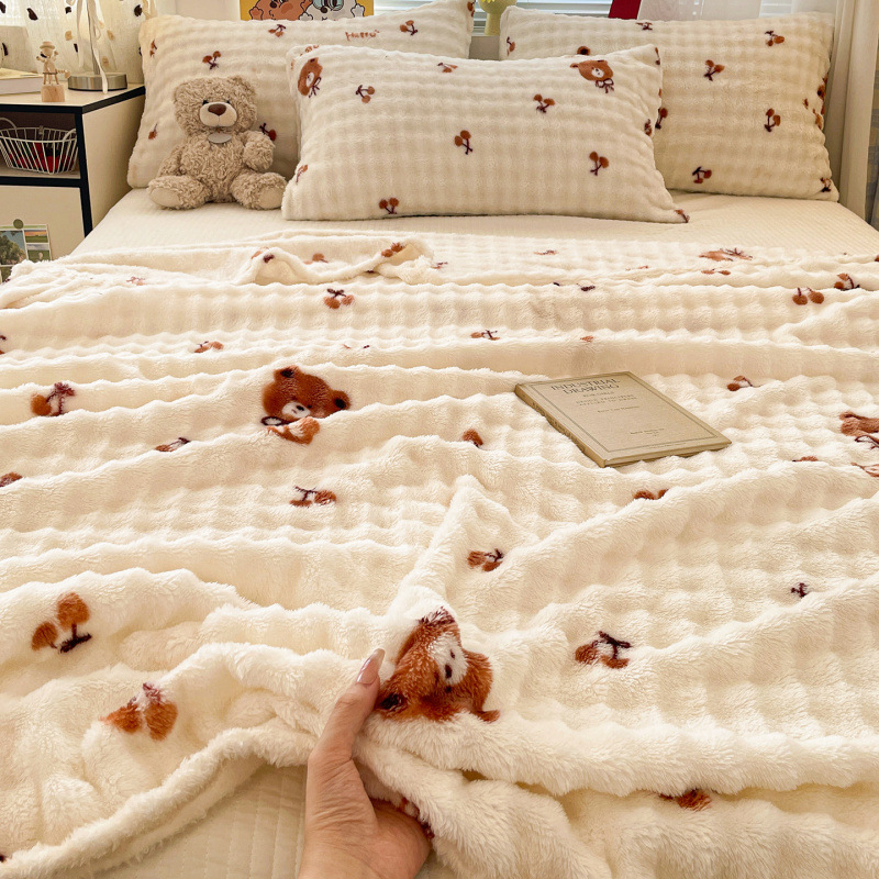 Leopard-print Bubble Fleece Blanket For Office Naps photo 2