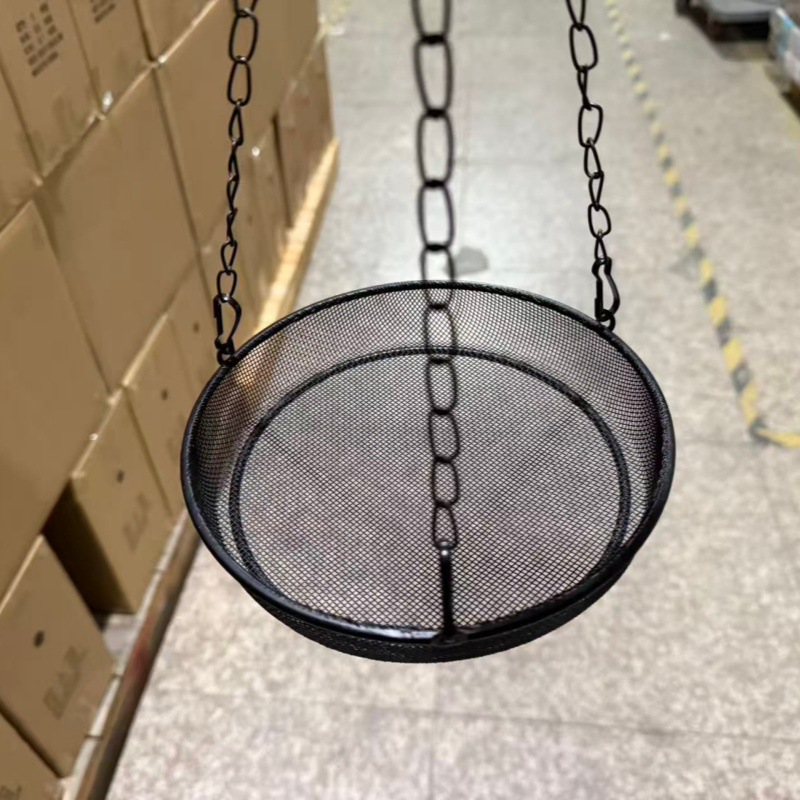 Hanging Bird Feeder Wrought Iron Round Tray Feeder photo 7