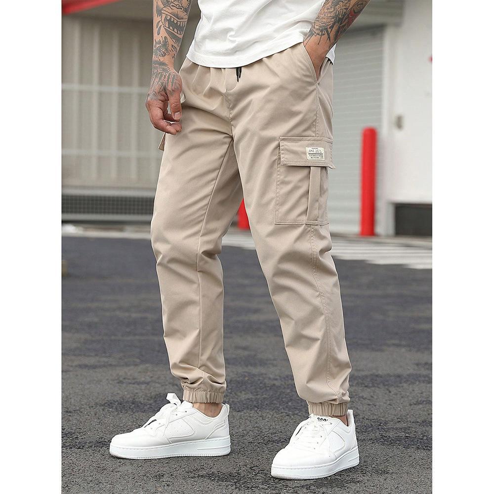 Men's Retro Drawstring Multi Pocket Workwear Casual Pants photo 3
