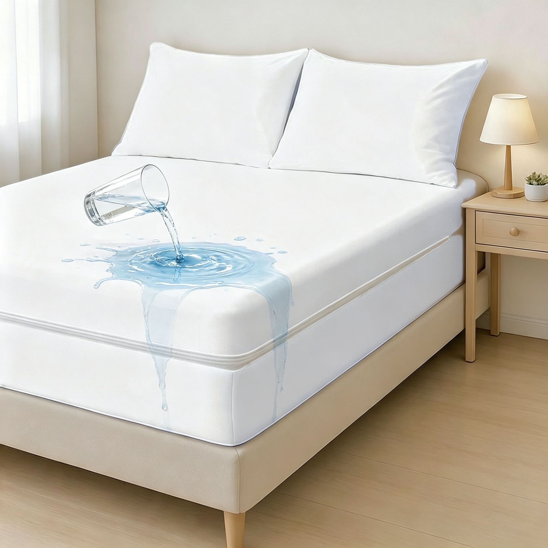 Six-sided Fully Enclosed Zippered Waterproof And Leak-proof Fitted Bed Sheet photo 1