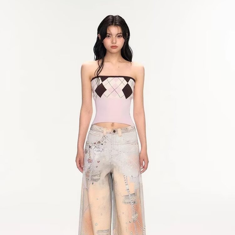 Painted Vintage Wide-leg Loose-fit American-style Floor-length Jeans photo 1