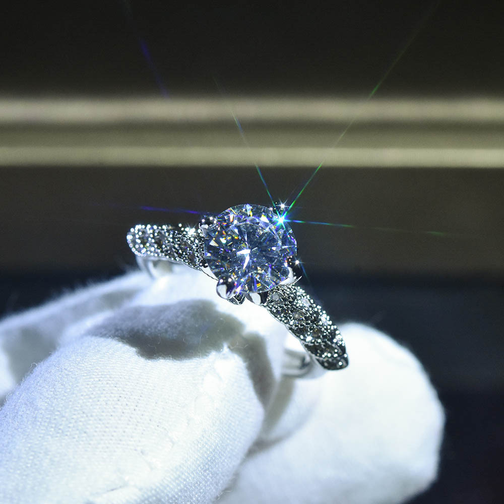 Platinum Plated Moissanite Goddess Of Fortune Ring photo 4