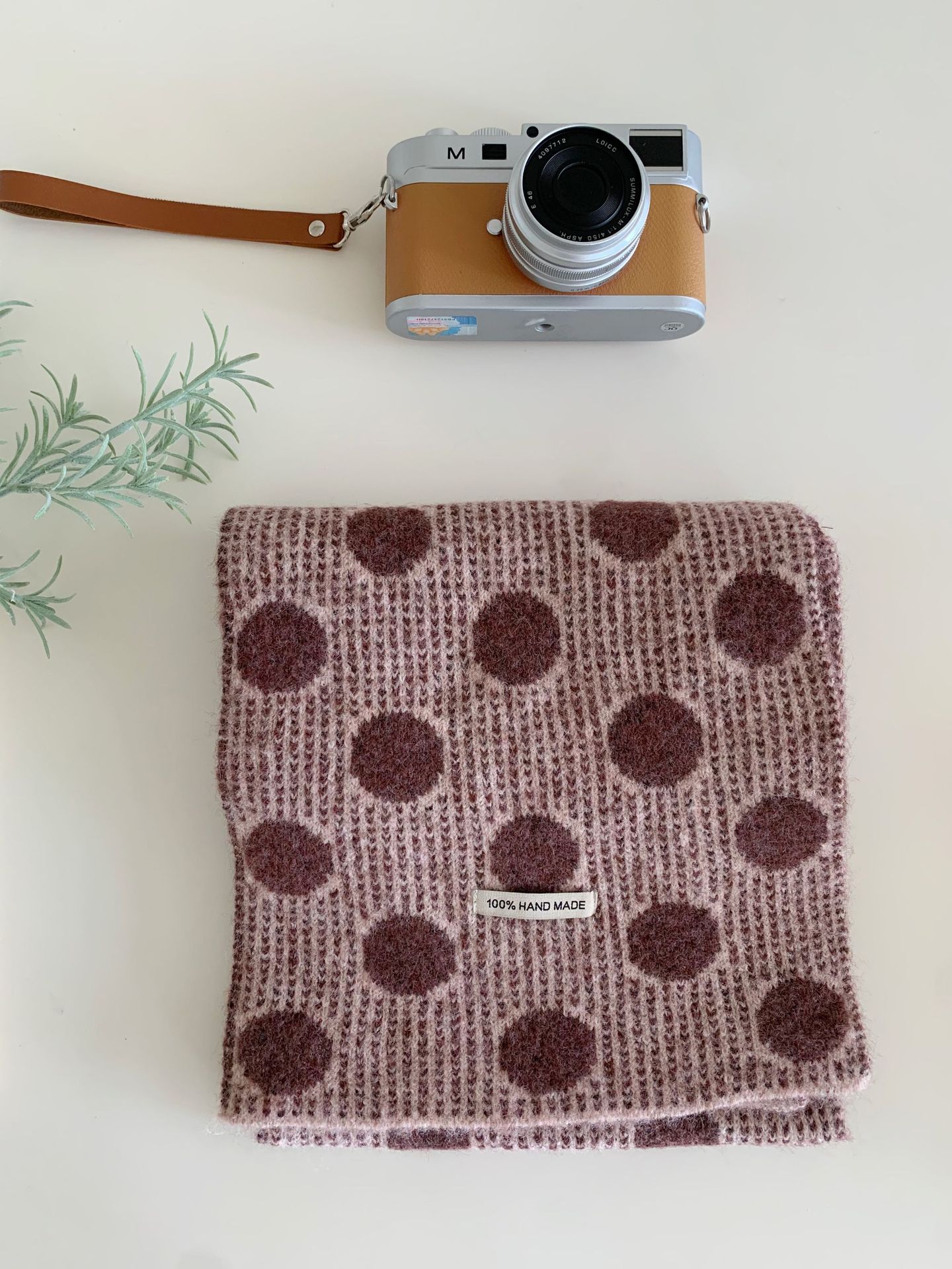 Korean-style Retro Polka-dot Knitted Scarf For Women photo 4