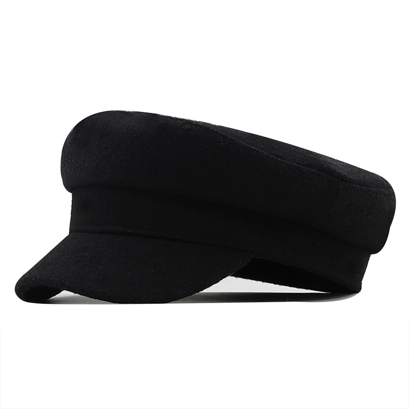 Simple Solid-color Military For Women British Retro Smooth-surface Flat-top Baseball Cap photo 2