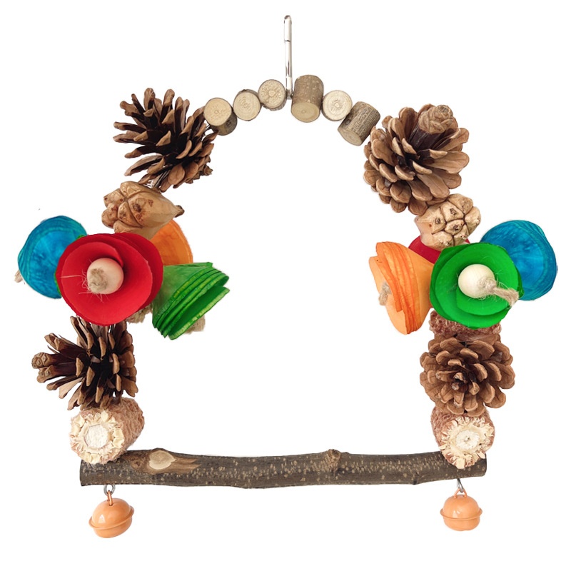 Parrot Swing Pine Nut Grinding Mouth Grinding Claw Log Bird Stand Rod Color Decoration photo 2