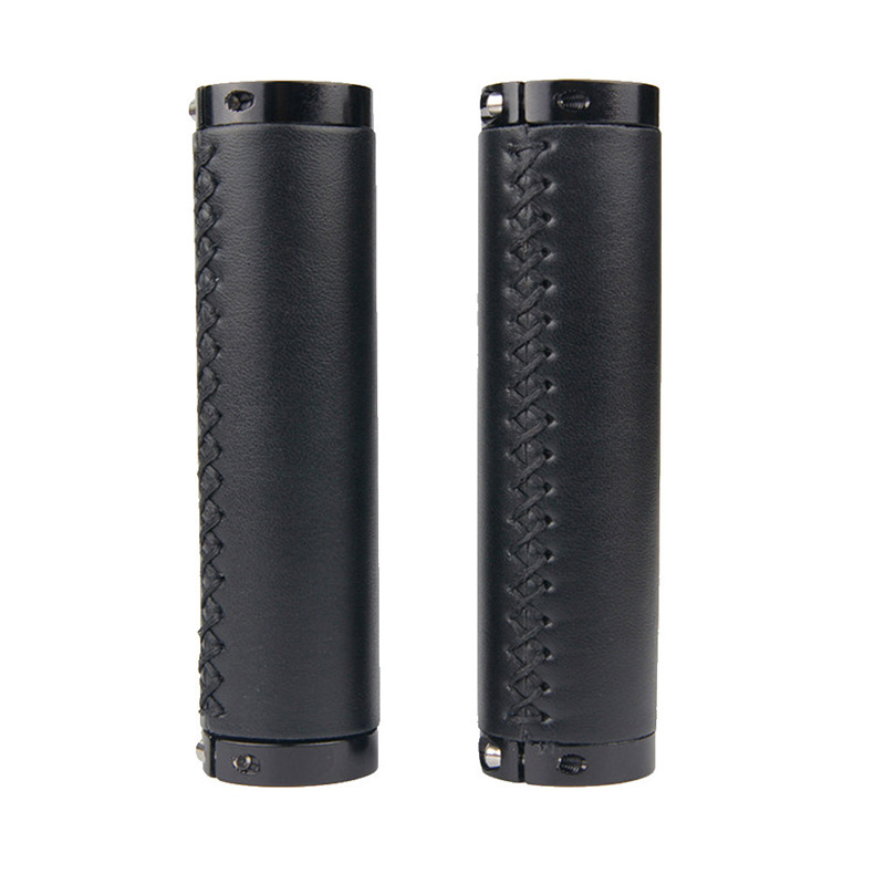 Vintage Bicycle Leather Handlebar Grips With Lock And Non-slip Cover photo 7