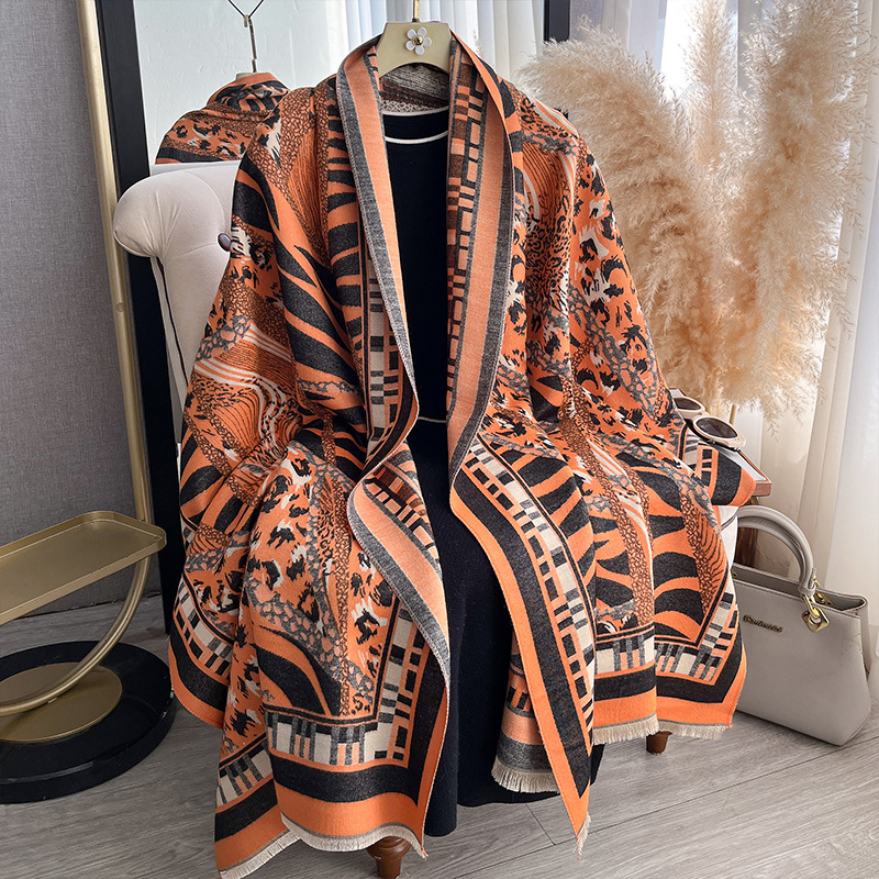 Leopard-print Zebra Jacquard Shawl Double-sided Scarf photo 1