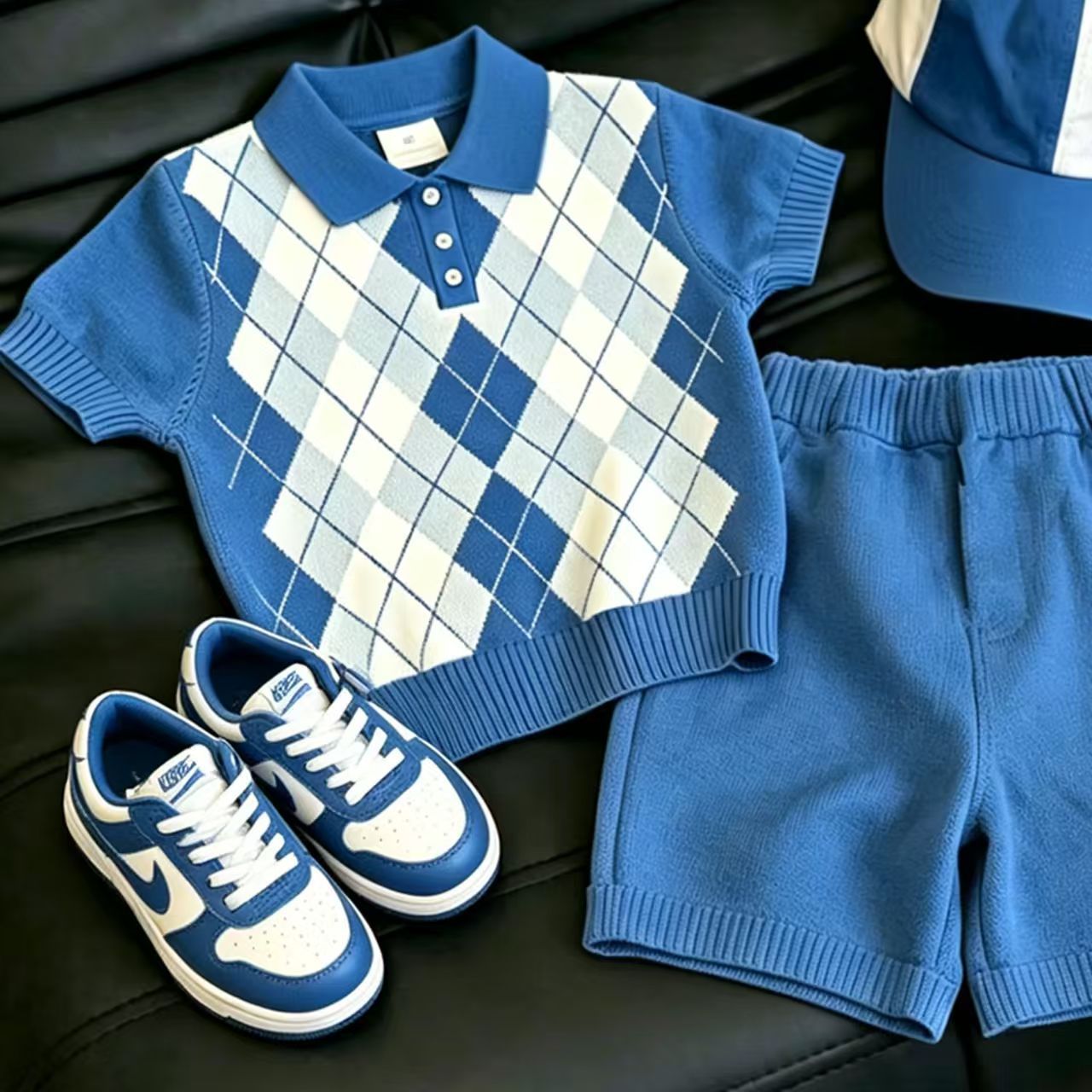 Crew-neck Short-sleeve Knit Top And Childrens Shorts Two-piece Set photo 5