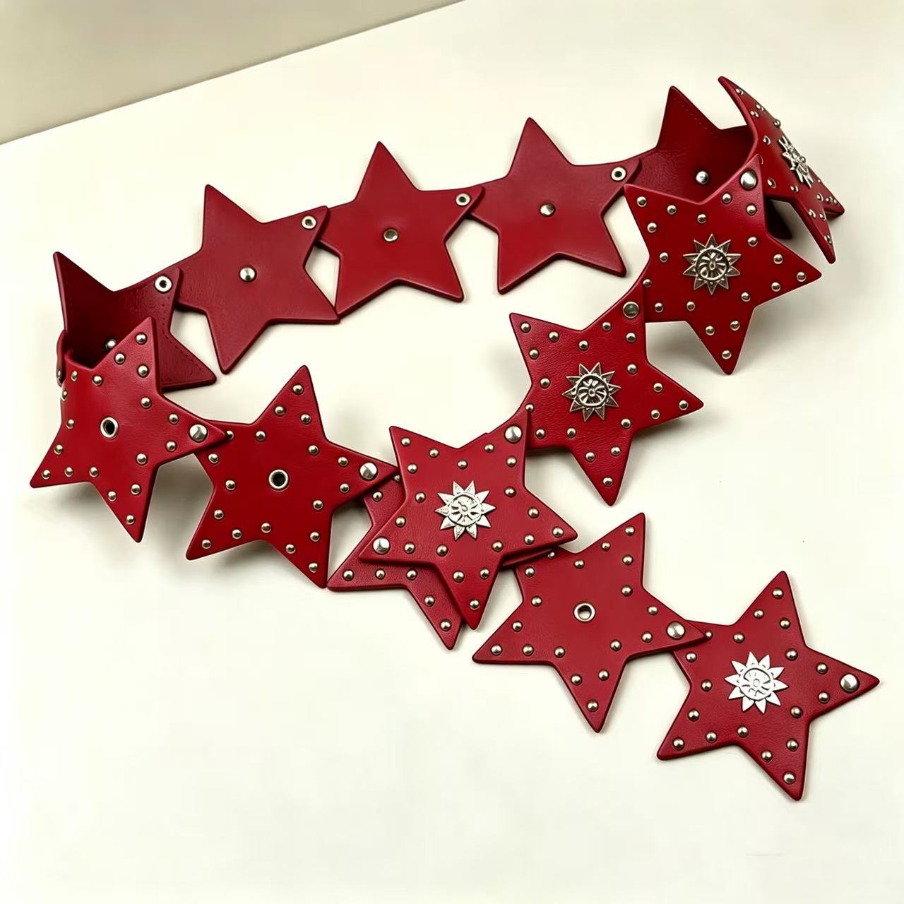 Punk Five-pointed Star Studded Belt Vintage Outfit photo 6