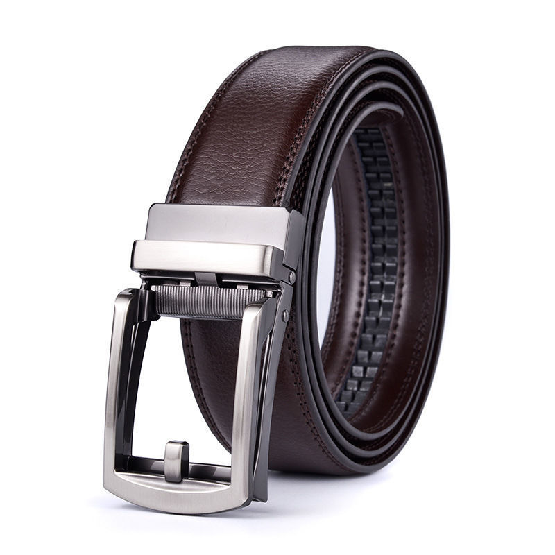 Mens Automatic Buckle Two-layer Cowhide Fashion Belt photo 3