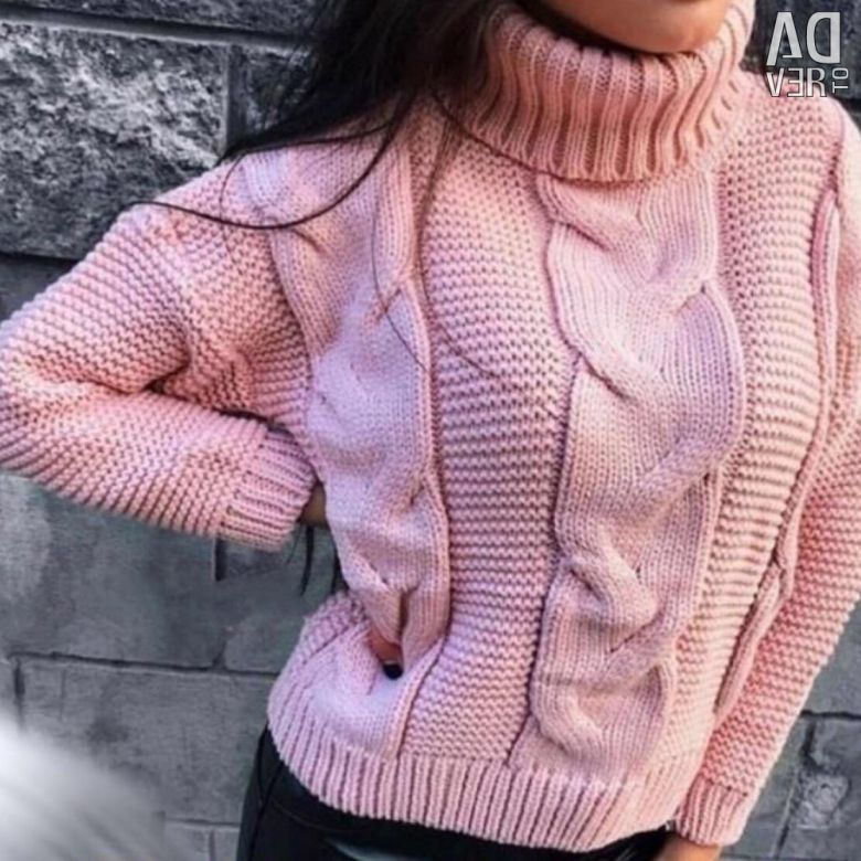 Women's Turtleneck Solid-Color Cable-Knit Pullover Casual Loose Sweater photo 4