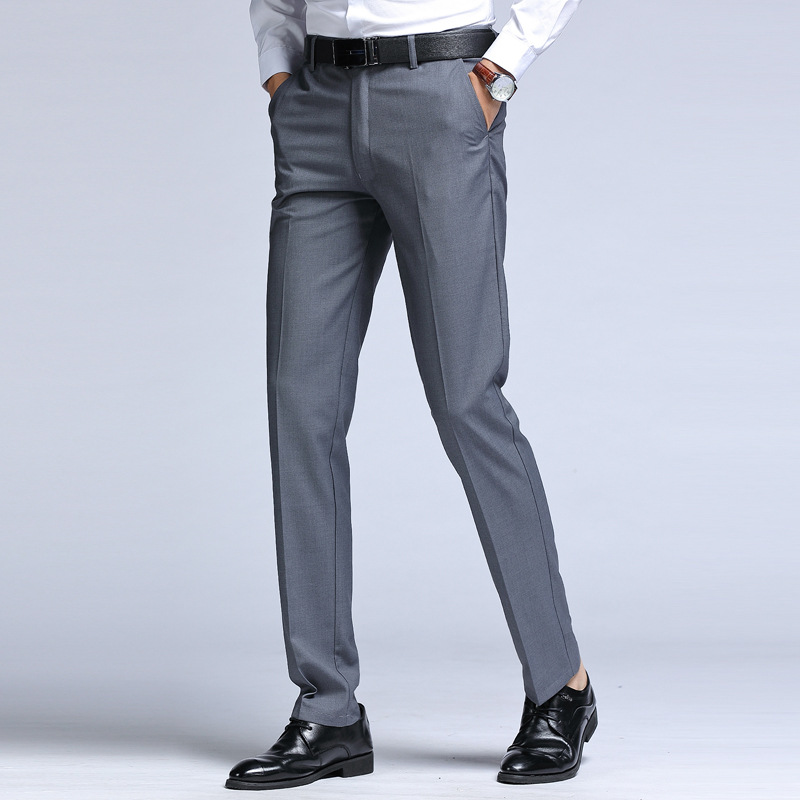 Men's Solid Color Versatile Straight Leg Suit Pants photo 2