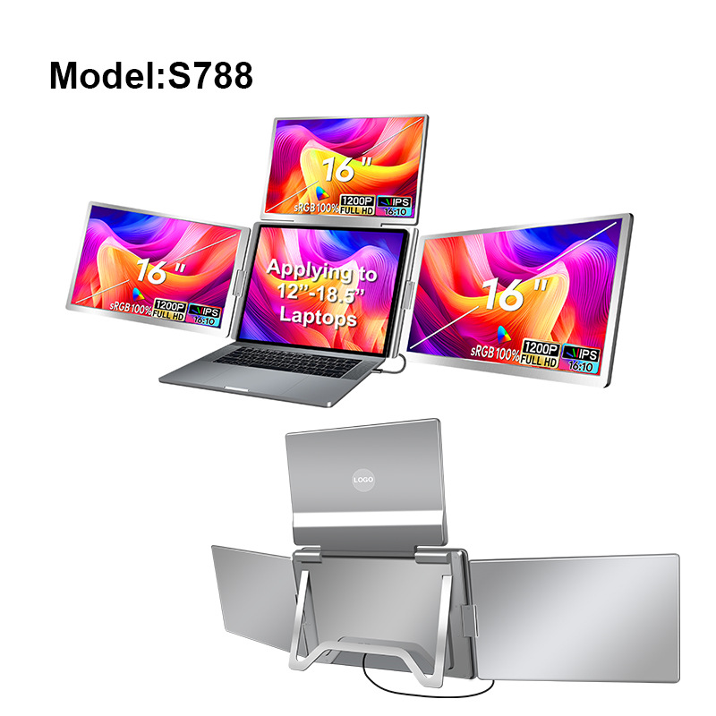 Portable Triple-screen Display Connect Three Screens With A Single Cable Laptop Secondary Display Monitor photo 5