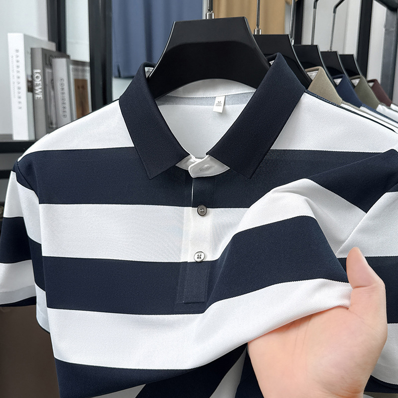 Mens Seamless Striped Cool-Feel Short-Sleeve T-Shirt photo 1
