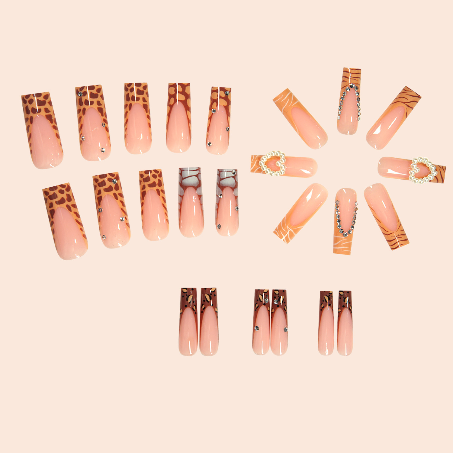 Long-tube Crocodile-pattern French False Nails photo 2