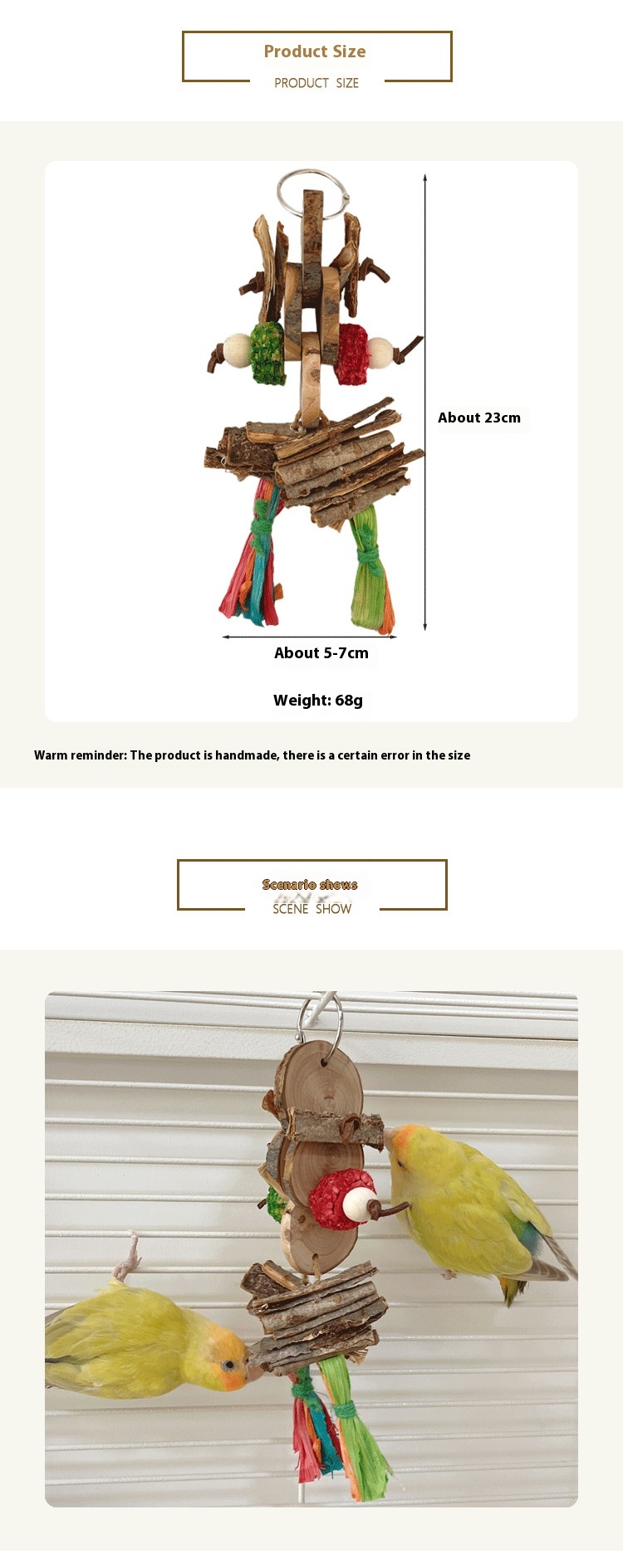 Parrot Bird Bite Toy String Relieving Stuffy Decorative Color Pendant photo 5