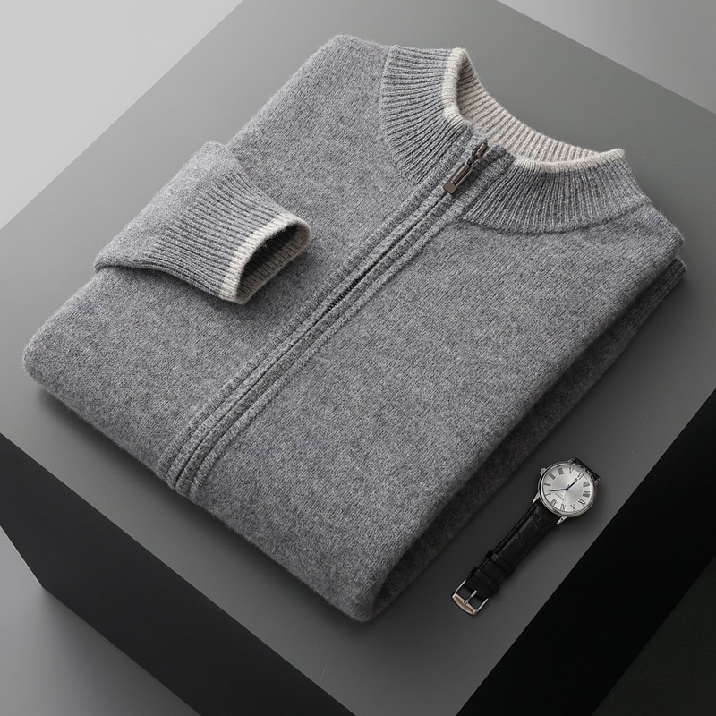 Color-block Cardigan Business Knit Suit For Men photo 1