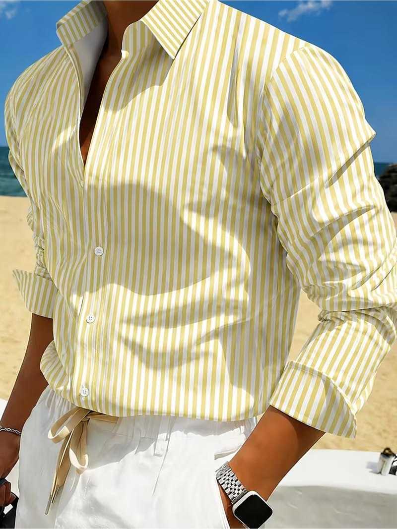 Men's Striped Long-sleeve Shirt For Summer photo 5