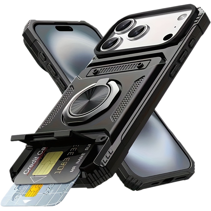 Metal-Plastic 2-in-1 Card-Slot Stand Phone Case photo 7