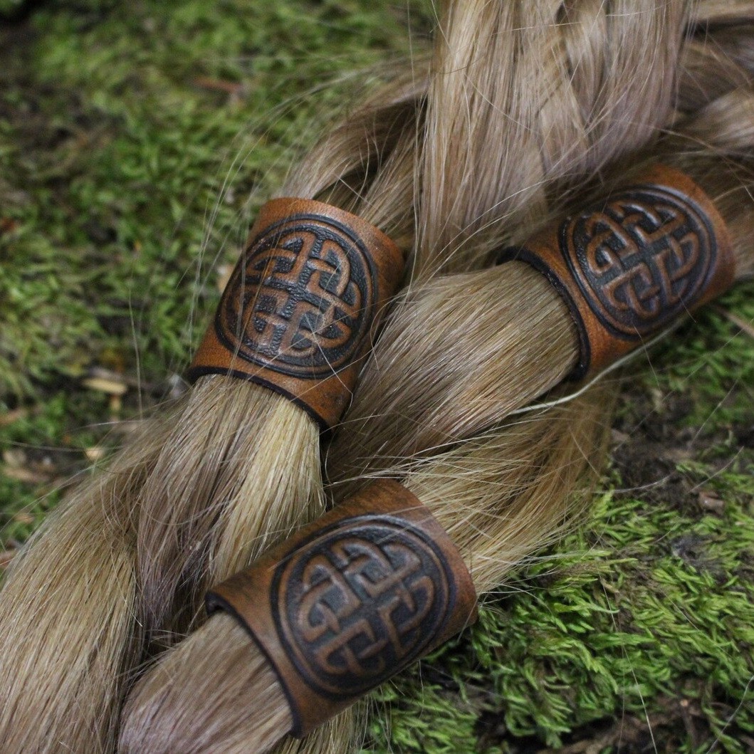 Retro Best-selling Nordic Viking-style Celtic Leather Hair Accessory Leather Sleeve photo 3