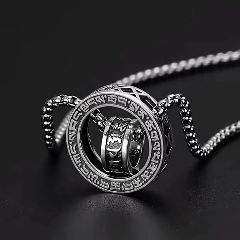 Six-Character Mantra Double-Ring Necklace For Women photo 4