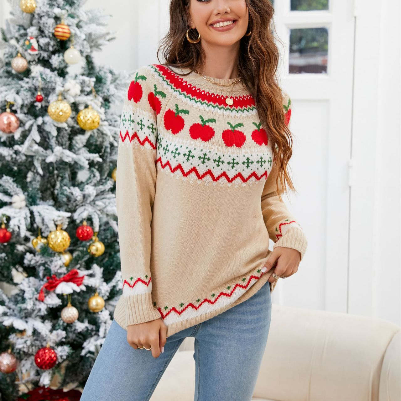 Women's Fashionable Printed Pullover Sweater photo 5
