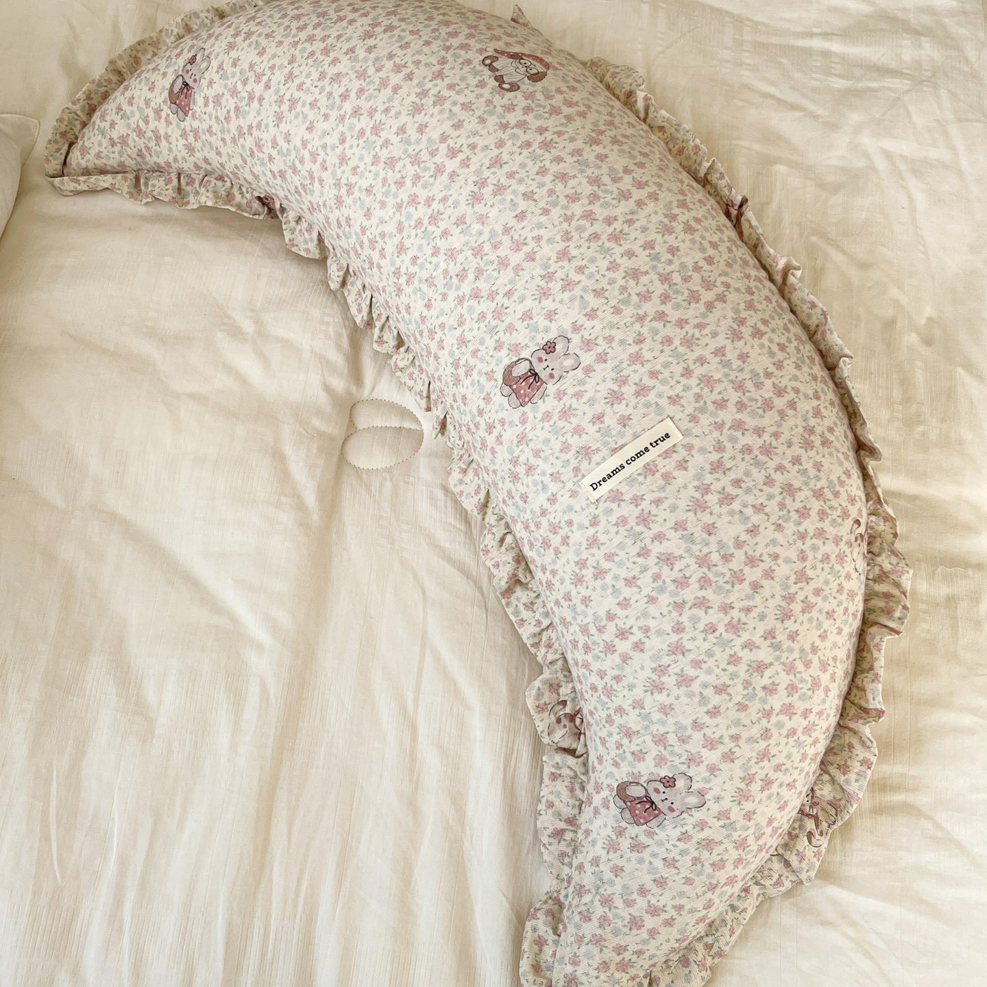 Multifunctional Cotton-linen Long Moon-shaped Pillow photo 6