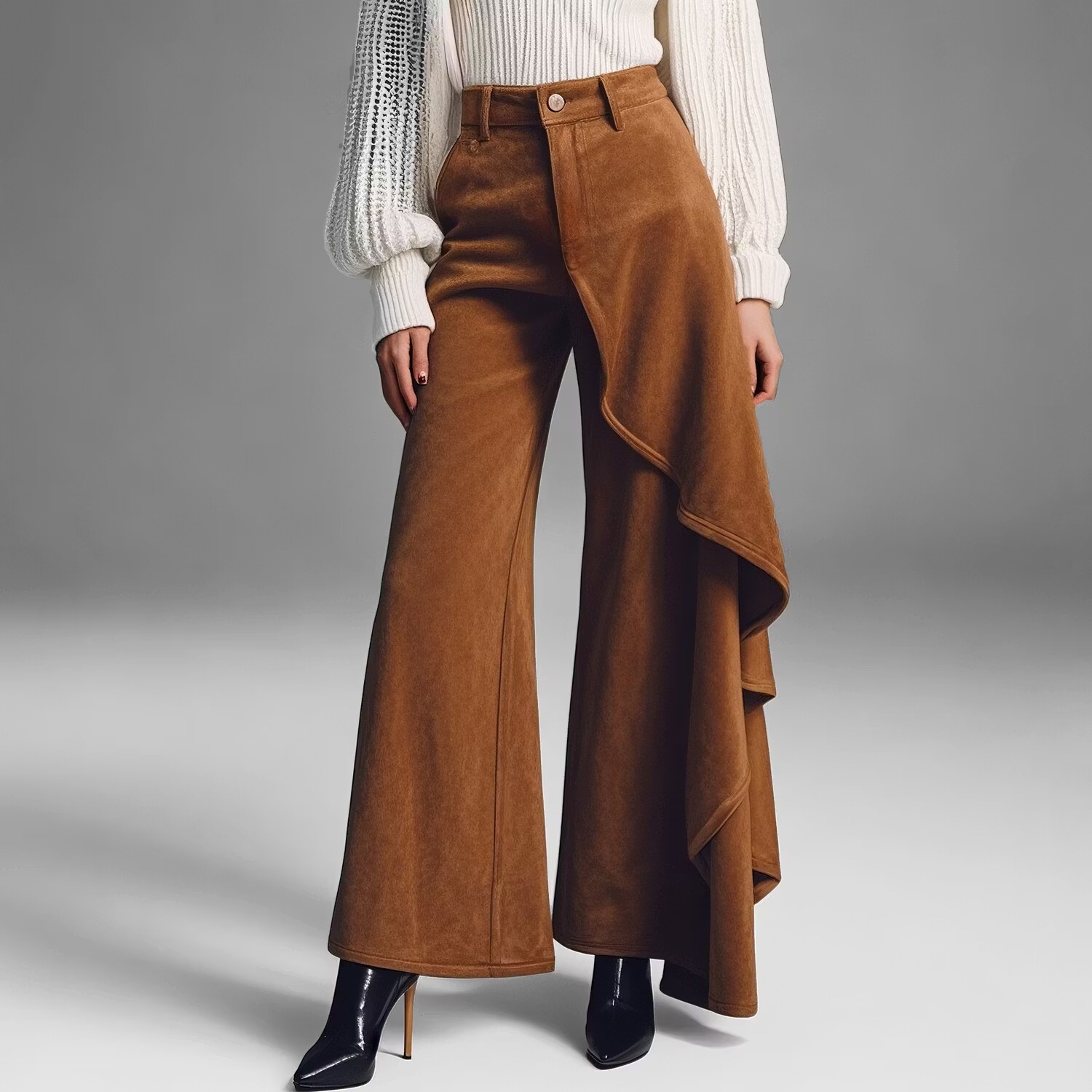 New Autumnwinter Womens Long Pants With A Structured Draped Design And Patchwork Details photo 2