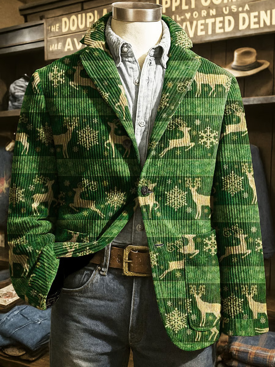 Christmas-themed Corduroy Suit With Pockets photo 5