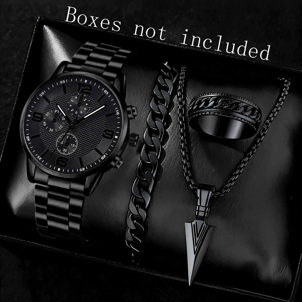 Three-Eye Digital Mens Watch Bracelet And Necklace Set photo 8