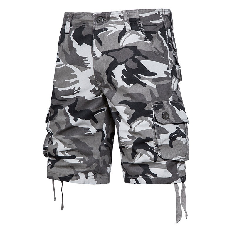 Summer Thin Washed Workwear Casual Loose-fit Camouflage Five-point Pants photo 4